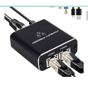 Gigabit Ethernet Splitter‎ 1000Mbps LAN Network Internet 1 to 2 Out Adapter B-P